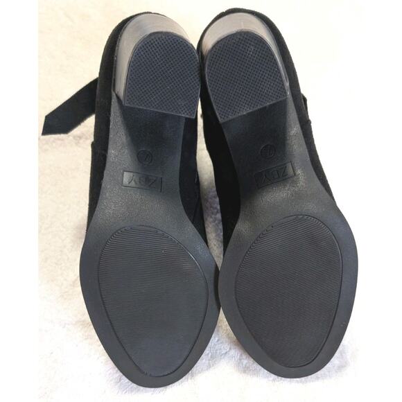 ZBY Womens Black Faux Suede Zip Ankle Boots Size 7.5 - Picture 9 of 9
